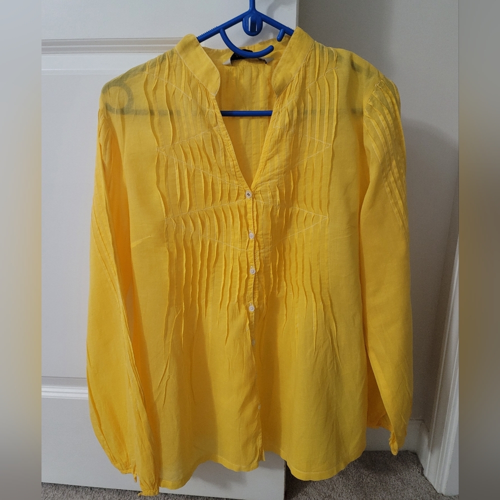 Zara 100% Cotton Yellow Blouse Size L
